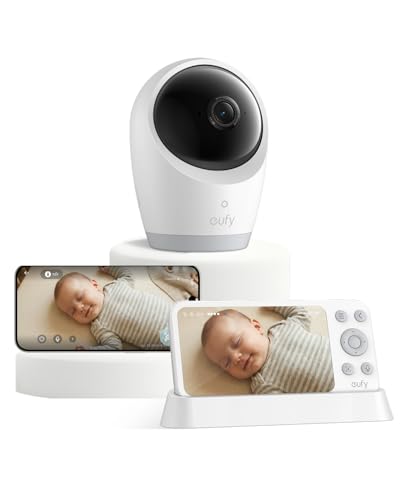 eufy Security Baby Monitor, Hybrid Wi-Fi and No Wi-Fi Connection, 24/7 Recording in app, Pan-Tilt, Portable Camera with Built-in Battery, ANR
