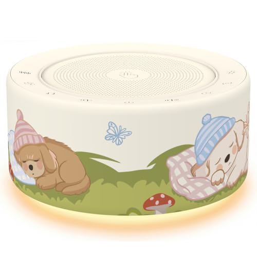 Kipcush White Noise Machine for Baby & Adults, 30 Soothing Sounds, Soft Non-Glare Nursery Lamp, 8 Color Night Lights, Memory Function (New Puppy Dreams, Standard)