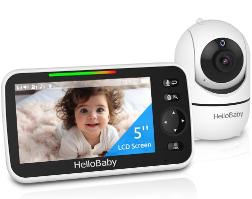 HelloBaby No WiFi Baby Monitor 5 Inch Screen 30-Hour Battery Pan-Tilt- — Controls and everyday operation