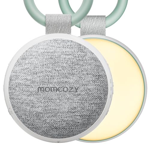 Momcozy Portable Sound Machine with Night Light, White Noise Sound Machine for Baby, 20 Soothing Sounds, Sound Therapy, Long-Lasting Power, Timer, Clips on Stroller, Baby Shower Gifts